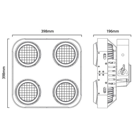 eLumen8 Fury 400 DTW IP65 - Cegadora LED de 4 Celdas con Efecto Halógeno y Retroiluminación RGB - Tempo Shop