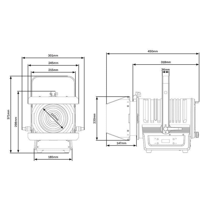 eLumen8 MP180 - Proyector Fresnel LED 180W RGBALC para Teatro y Estudios - Tempo Shop
