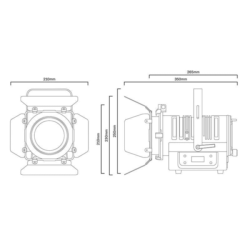 eLumen8 MP 60 LED Fresnel WW MKII - Proyector de Iluminación Teatral 60W Blanco Cálido 3200K con Zoom Manual y Visera - Tempo
