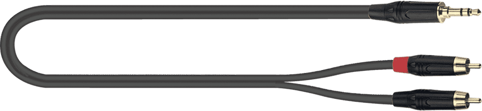 QUIK LOK EQLJUST-J352RCA-3 - PVC AUDIO CABLE MINI JACK STEREO-RCA (x2) - 3 m