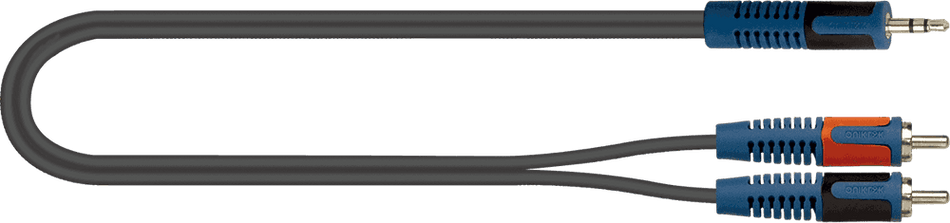 QUIK LOK EQLRKSA150-2 - PVC AUDIO CABLE MINI JACK STEREO-RCA (x2) - 2 m