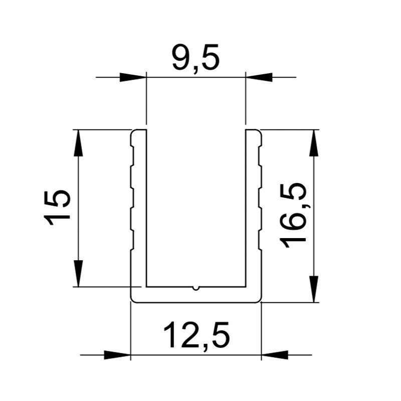 FactorRACK 6240 - Perfil aluminio en U 9,5 mm