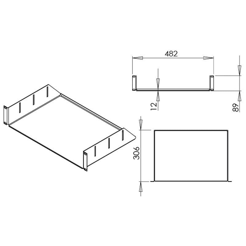 FactorRACK Bandeja Metálica Fija 2U para Rack 19" - Soporte Universal para Equipos