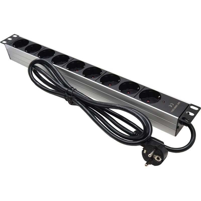 FactorRACK Base de 9 Enchufes Schuko para Rack 19" 1U - Sin Interruptor