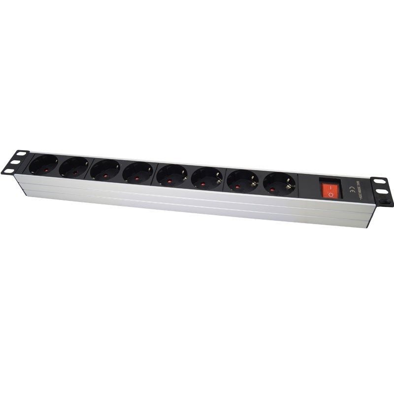 FactorRACK Base de Alimentación Rack 19" con 8 Tomas Schuko e Interruptor