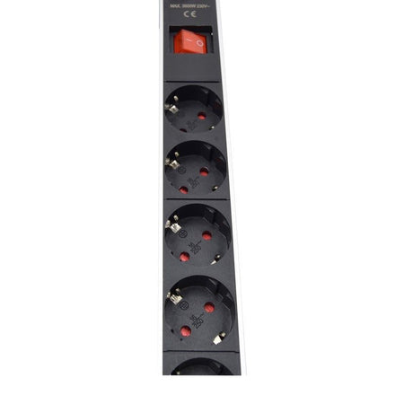 FactorRACK Base de Alimentación Rack 19" con 8 Tomas Schuko e Interruptor