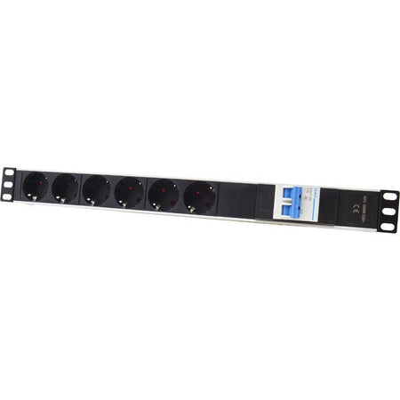 FactorRACK Base de Enchufes para Rack 19" con 6 Tomas Schuko y Magnetotérmico de 16A