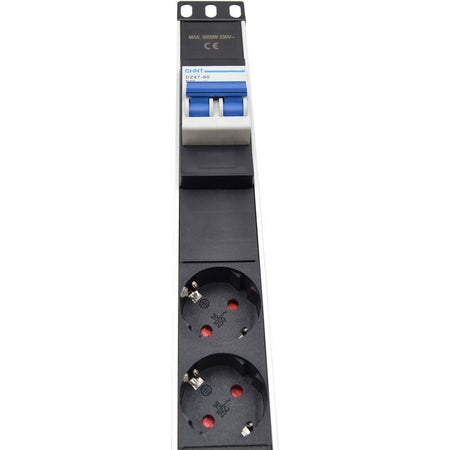 FactorRACK Base de Enchufes para Rack 19" con 6 Tomas Schuko y Magnetotérmico de 16A