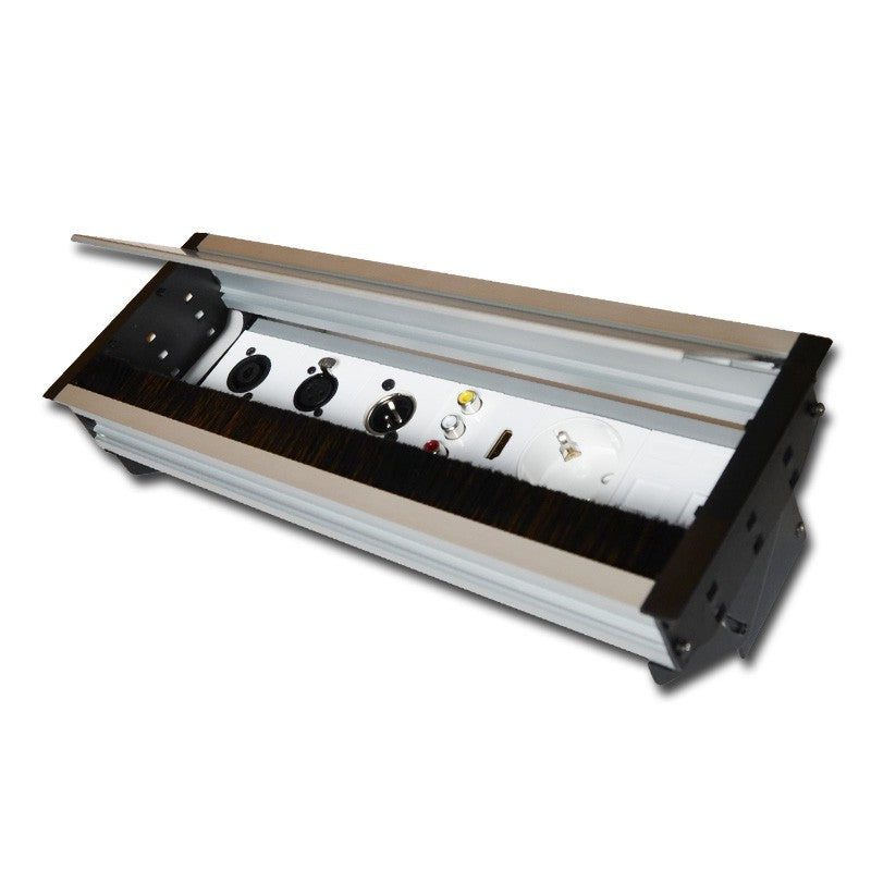 FactorRACK Caja de Conexiones para Empotrar 270mm Plata - con Tapa y Cepillo Pasacables