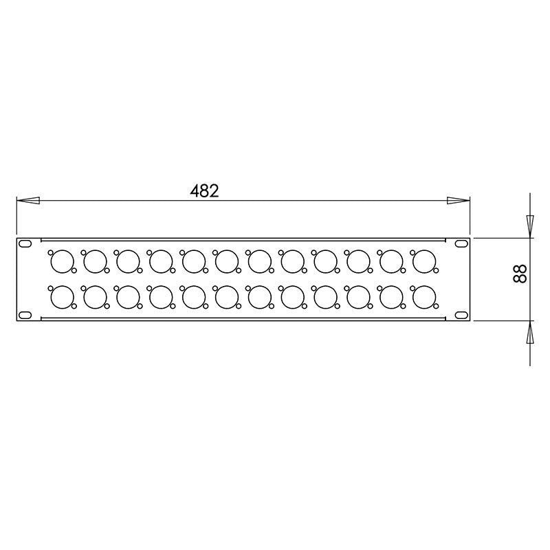 FactorRACK Carátula 24 XLR - Panel 2 Unidades para Conectores Norma D