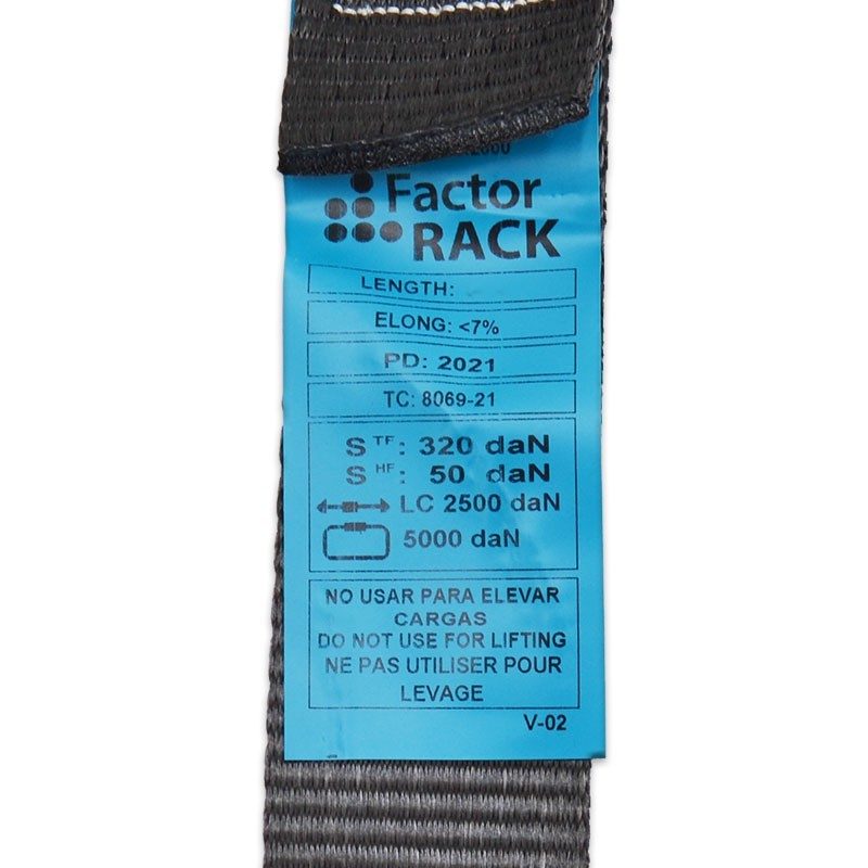 FactorRACK Correa tensora con carraca 50 mm x 2 m - Cincha negra profesional