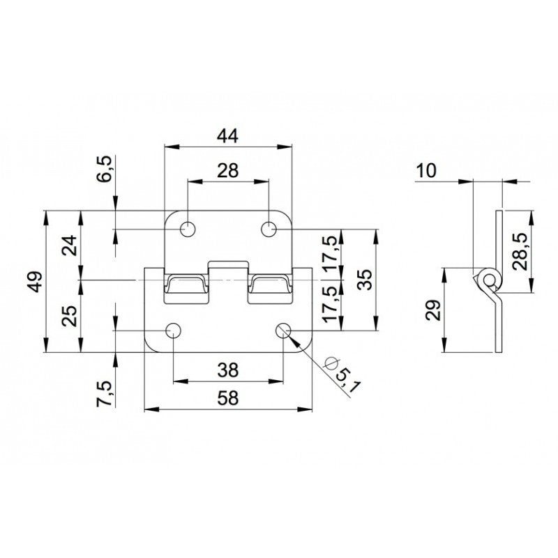 FactorRACK Desmontable 58x49 - Bisagra acero para flight case