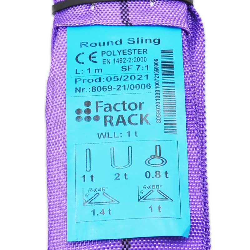 FactorRACK Eslinga Tubular 1 Tonelada - 1 metro Color Violeta
