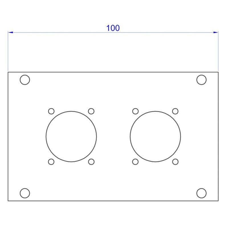 FactorRACK Multibar ZEBAVB80 - Placa para 2 conectores XLR de 10 cm negra