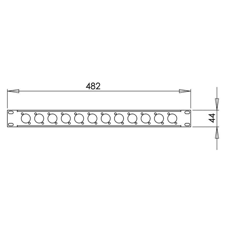 FactorRACK Panel 12 XLR - Carátula 1U para rack 19"