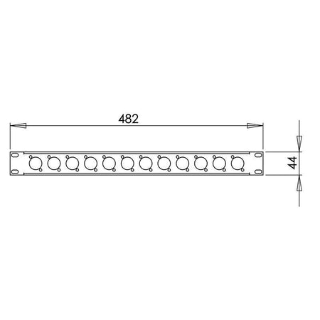 FactorRACK Panel 12 XLR - Carátula 1U para rack 19"