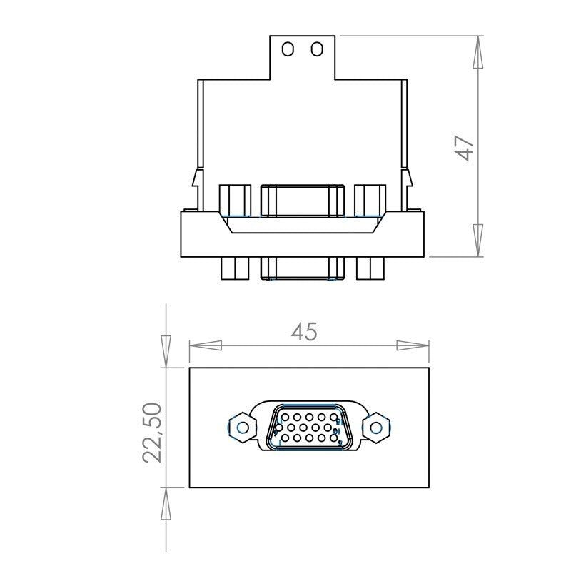 FactorRACK Panel VGA Hembra 15-pin - Módulo de Conexión 45 x 22,5 mm para Carril