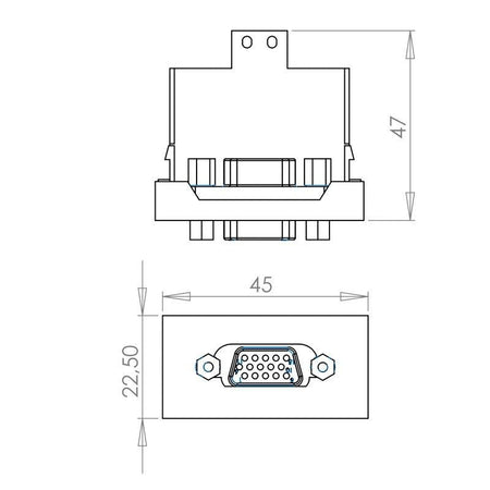 FactorRACK Panel VGA Hembra 15-pin - Módulo de Conexión 45 x 22,5 mm para Carril