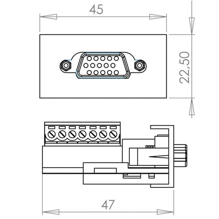 FactorRACK Panel VGA Hembra 15 Pines - Módulo para Cajas de Conexión 45x22.5mm