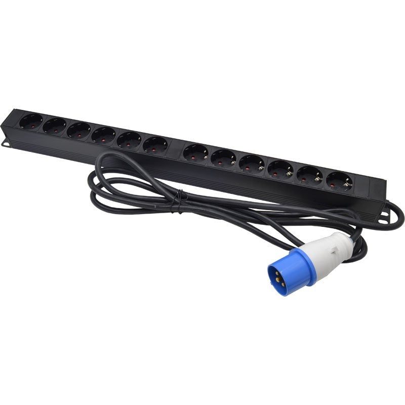 FactorRACK PDU-12S-CEE - Base de 12 Enchufes Schuko sin Interruptor con CEE 16A