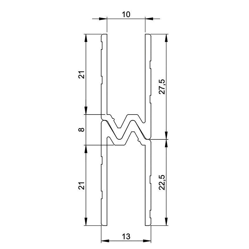 FactorRACK Perfil Macho Hembra 10 mm - Aluminio para Flightcase