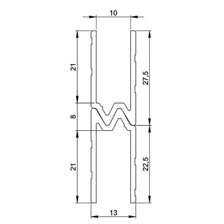 FactorRACK Perfil Macho Hembra 10 mm - Aluminio para Flightcase