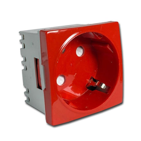FactorRACK Schuko 16A (45x45mm) - Toma de Corriente Modular Roja para Carril