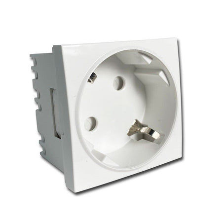 FactorRACK Schuko 16A - Base de Enchufe Modular 45x45 mm Blanco para Carril