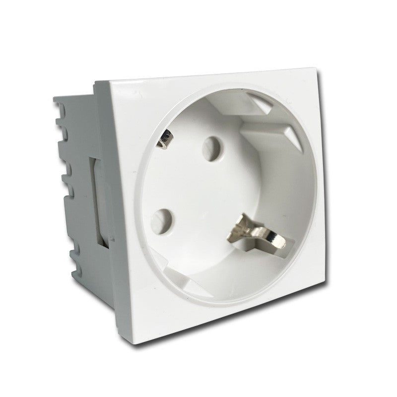 FactorRACK Schuko 16A - Base de Enchufe Modular 45x45 mm Blanco para Carril