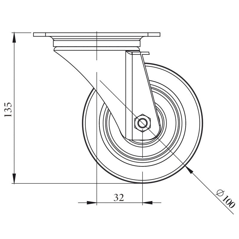 FactorRACK Rueda Azul 100mm - Giratoria para Flightcase sin Freno