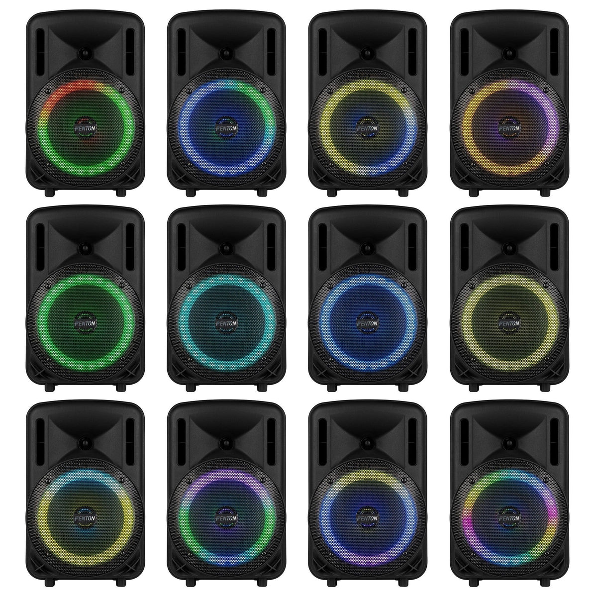 Fenton FT08LED MK2 - Altavoz Activo Portátil de 8" y 300W con Bluetooth y Micrófono Inalámbrico - Tempo Shop