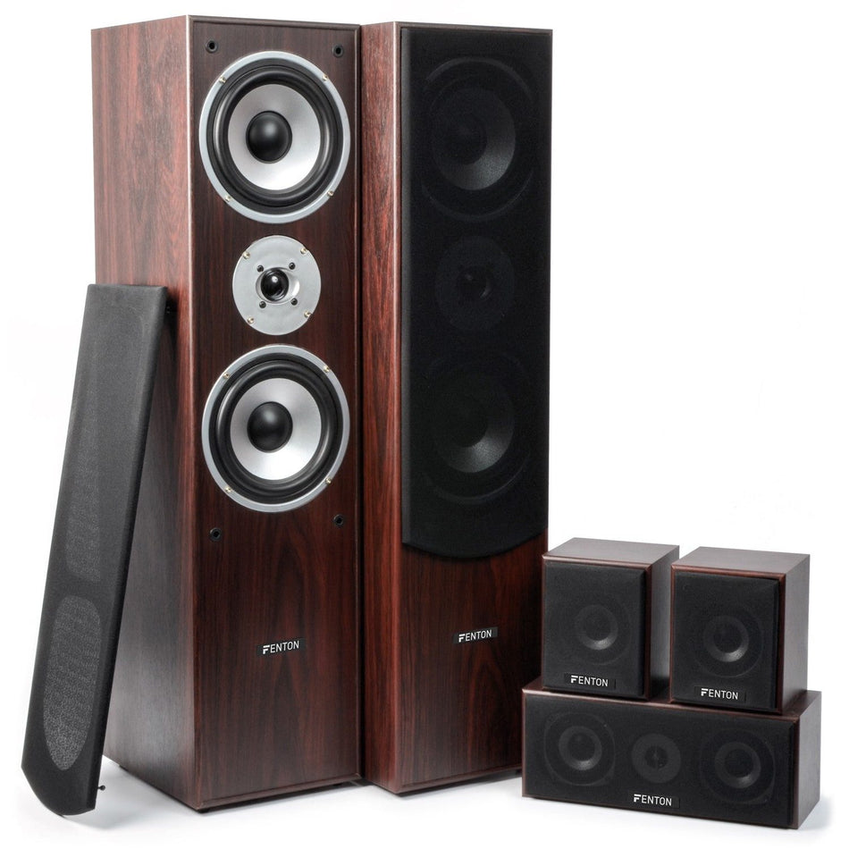 Fenton HF5W - Sistema Home Theatre 5.0 - Nogal - Tempo Shop