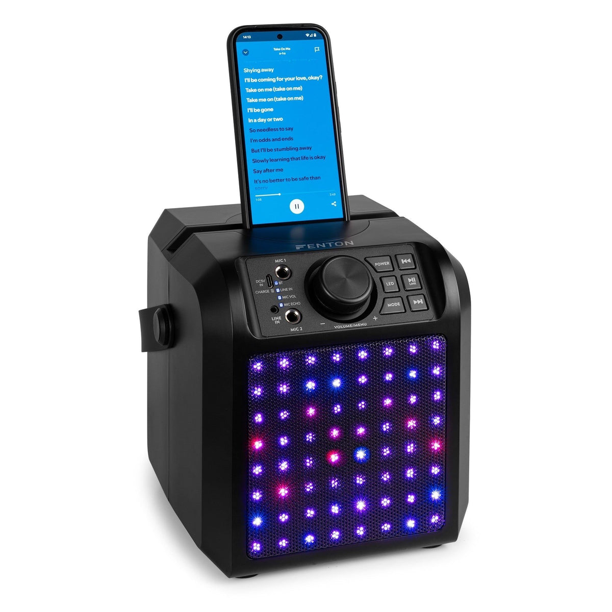 Fenton KAR50B - Altavoz Karaoke con efecto de luz LED Negro - Tempo Shop