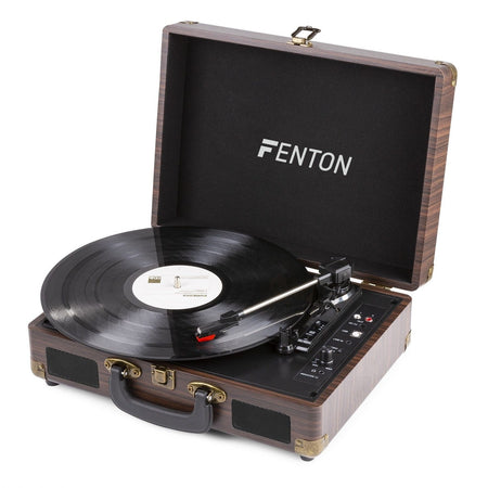 Fenton RP115B - Maleta reproductor giradiscos con BT Dark Wood - Tempo Shop