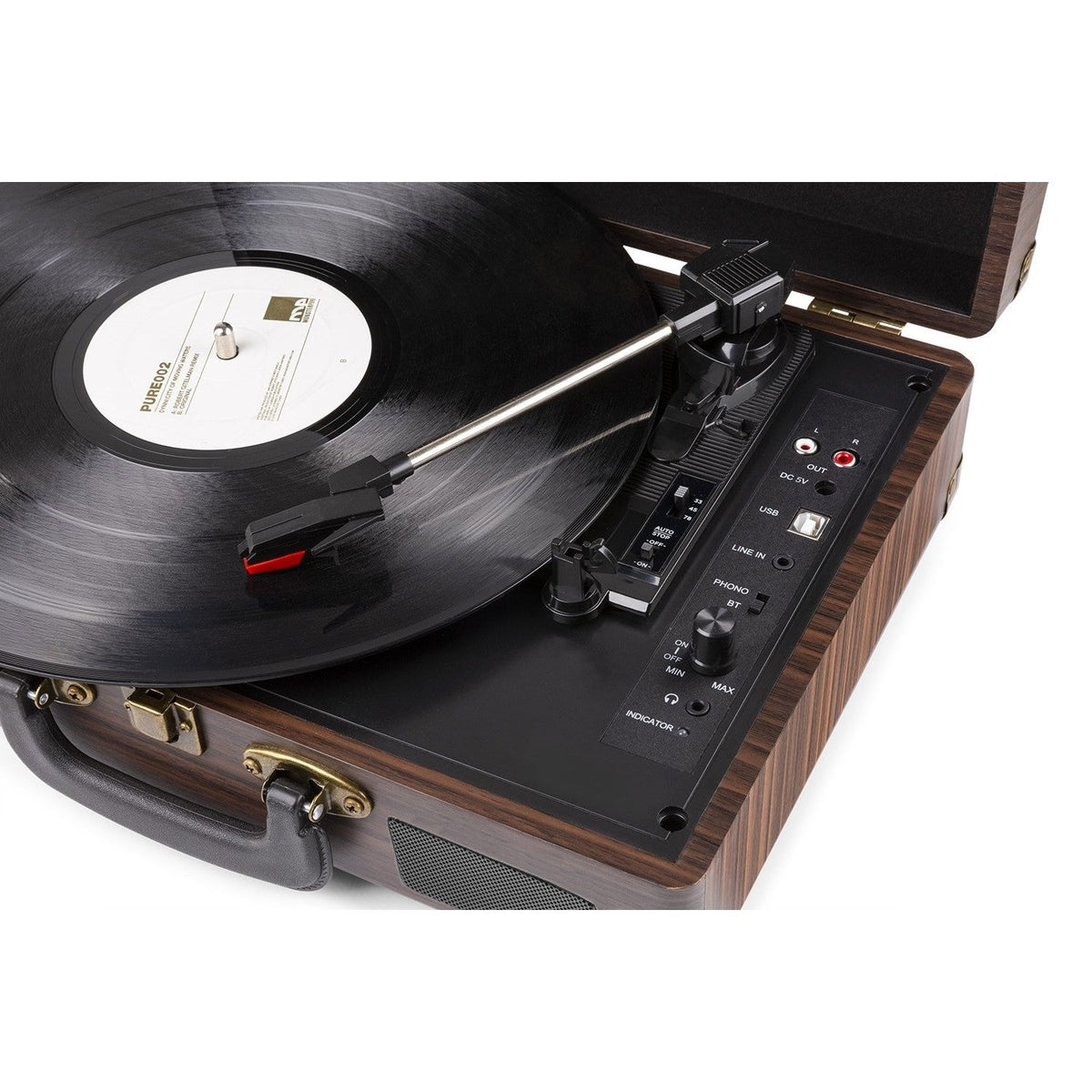 Fenton RP115B - Maleta reproductor giradiscos con BT Dark Wood - Tempo Shop