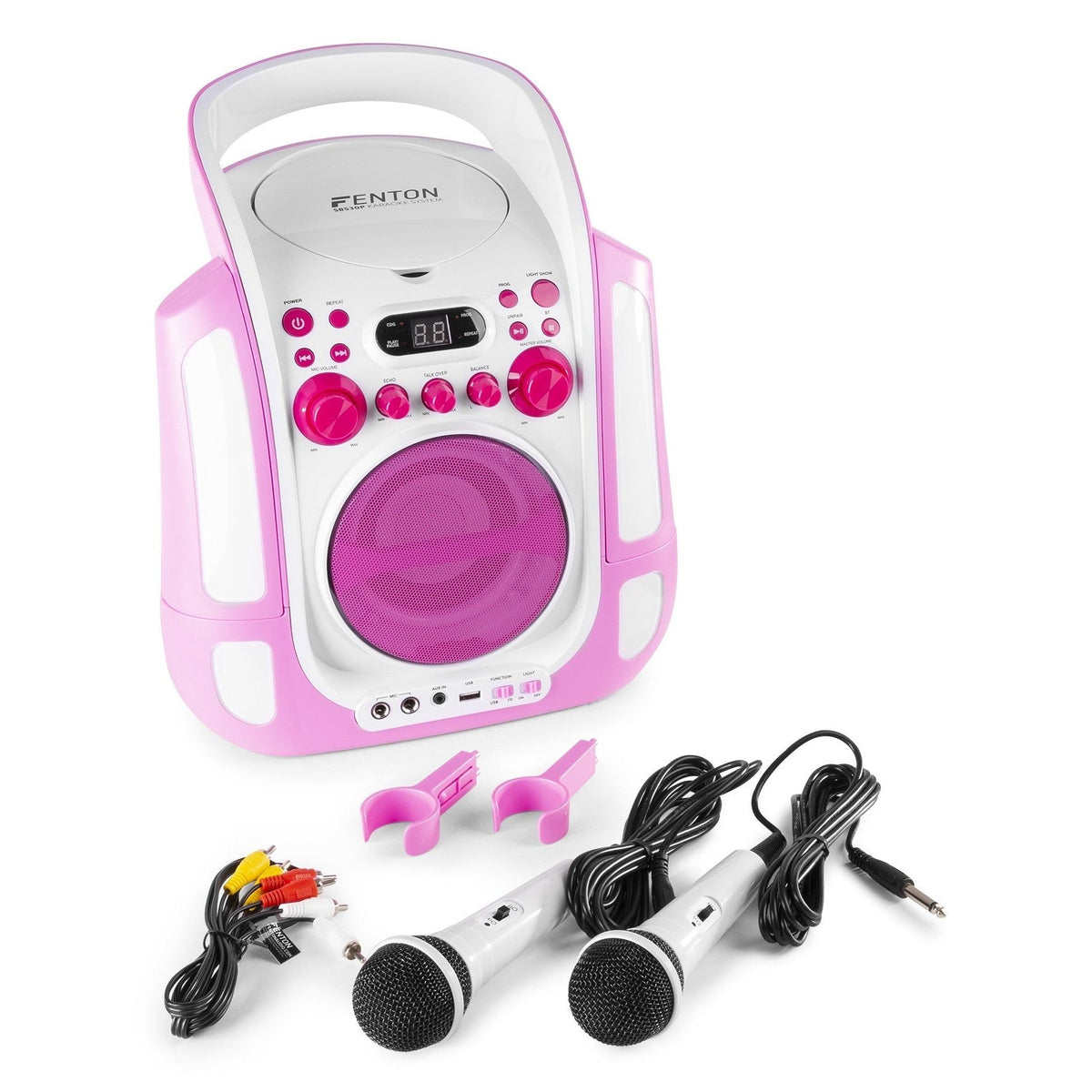 Fenton SBS30P - Sistema Karaoke con CD y 2 micros Rosa - Tempo Shop