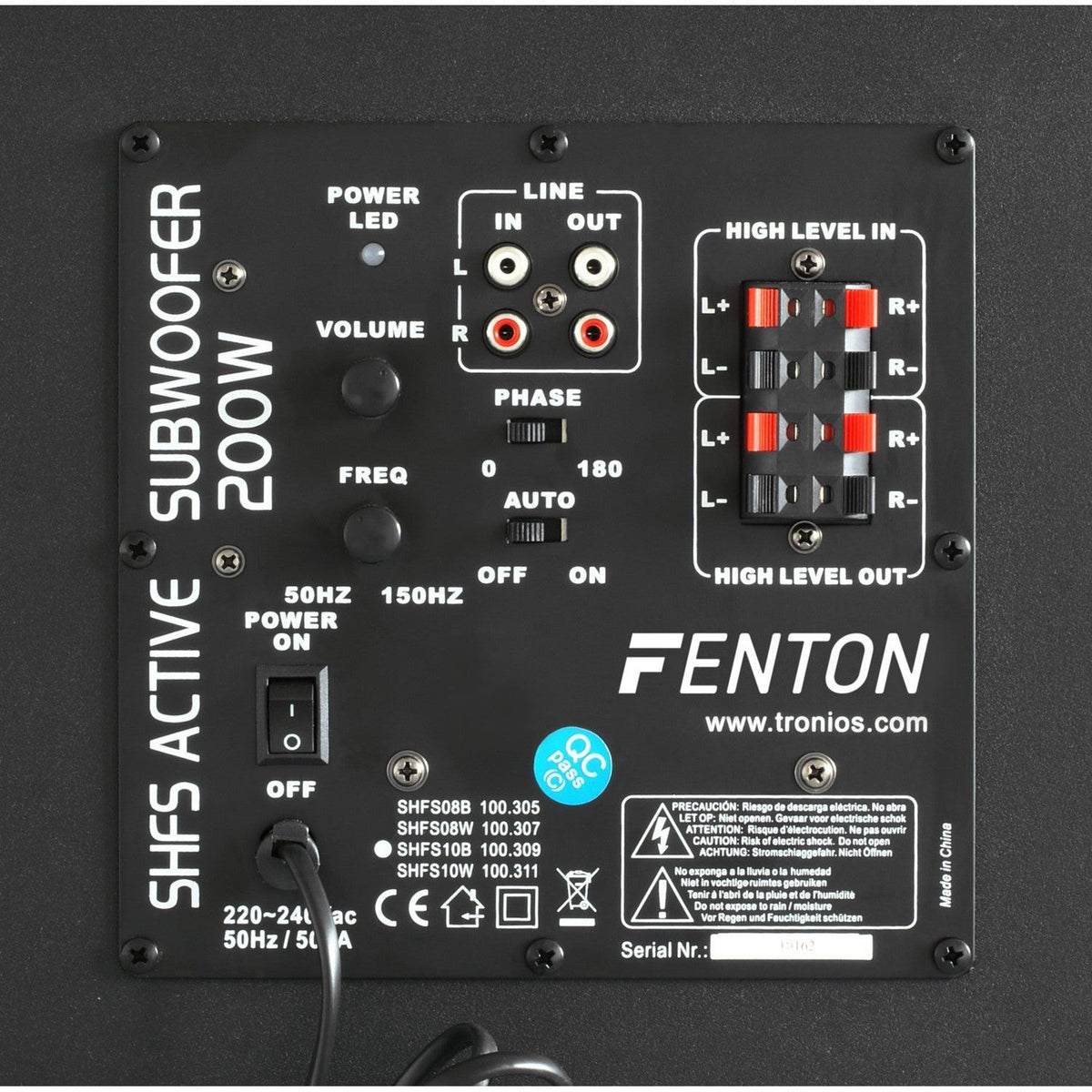 Fenton SHFS10B - Subwoofer Activo 10" negro - Tempo Shop