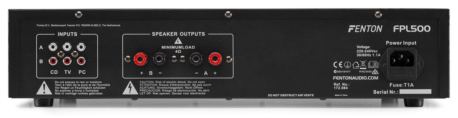 Fenton FPL500 - Amplificador Digital LED azules + EQ - Tempo Shop