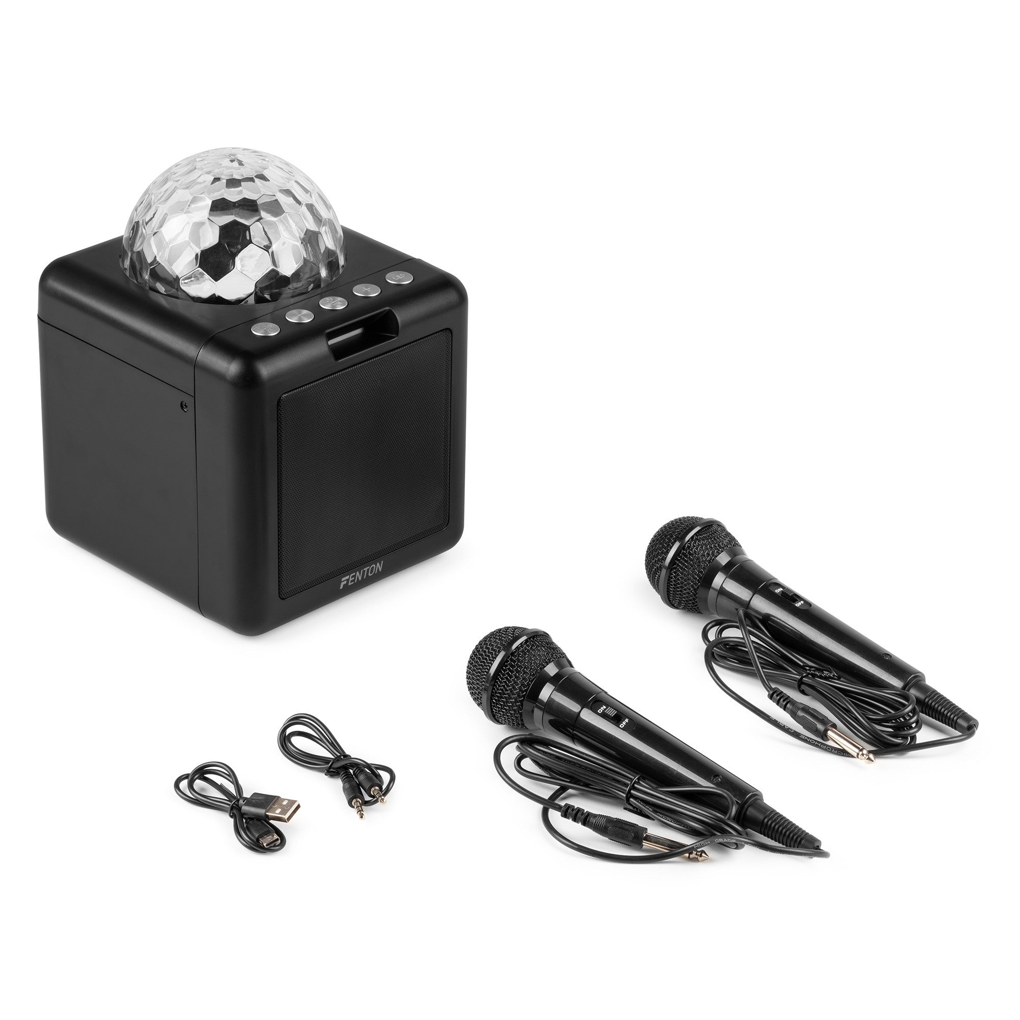 Fenton KAR15B - Altavoz Karaoke con 2 micrófonos Negro - Tempo Shop