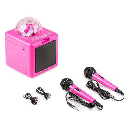 Fenton KAR15P - Altavoz Karaoke con 2 micrófonos Pink - Tempo Shop