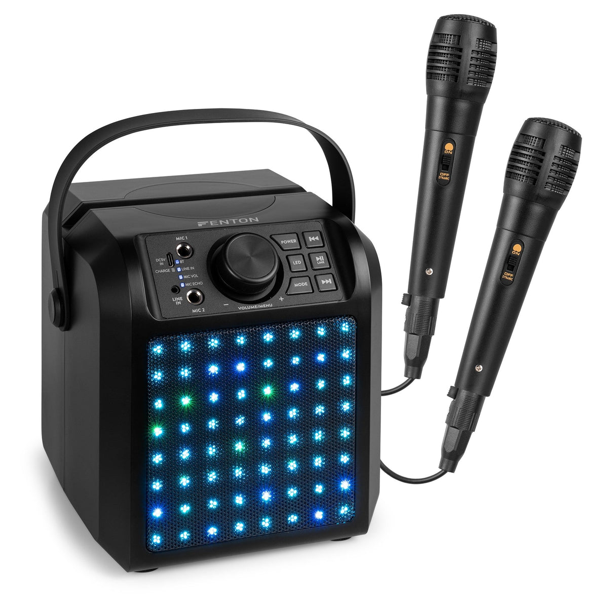 Fenton KAR50B - Altavoz Karaoke con efecto de luz LED Negro - Tempo Shop
