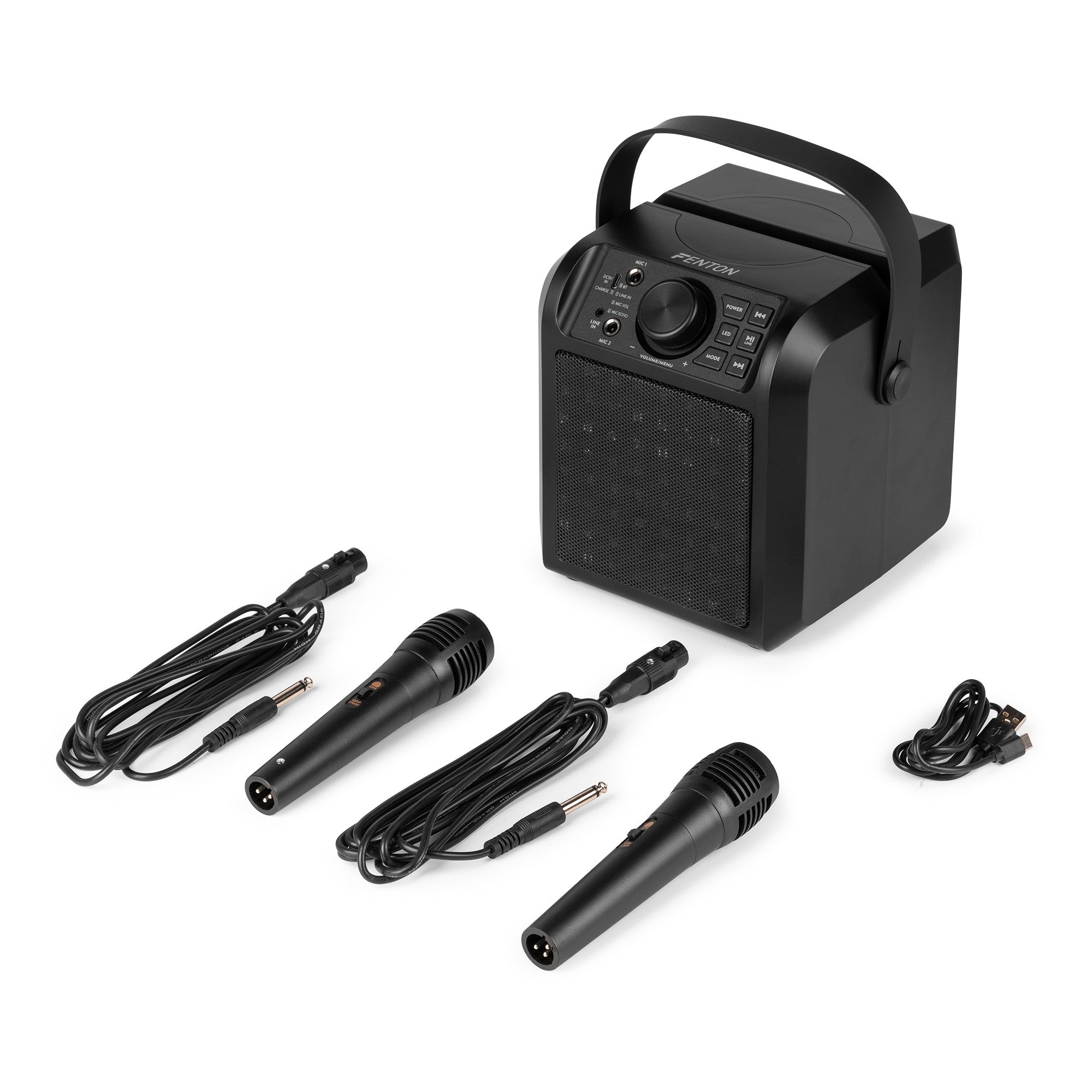 Fenton KAR50B - Altavoz Karaoke con efecto de luz LED Negro - Tempo Shop