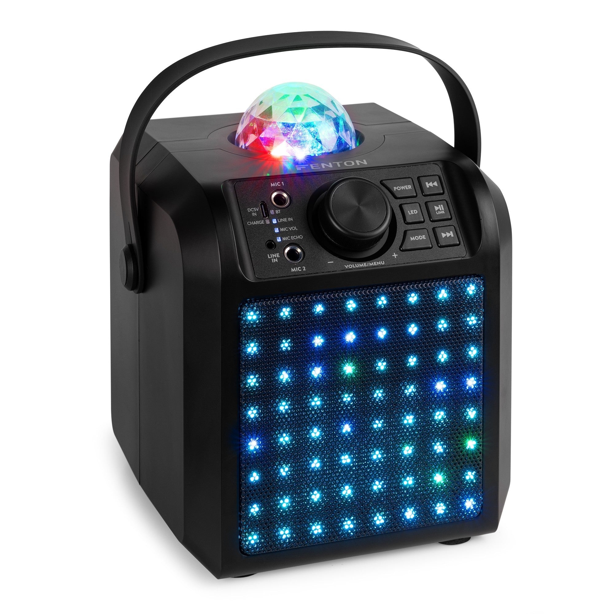 Fenton KAR55B - Altavoz Karaoke con LED Jelly Ball Negro - Tempo Shop