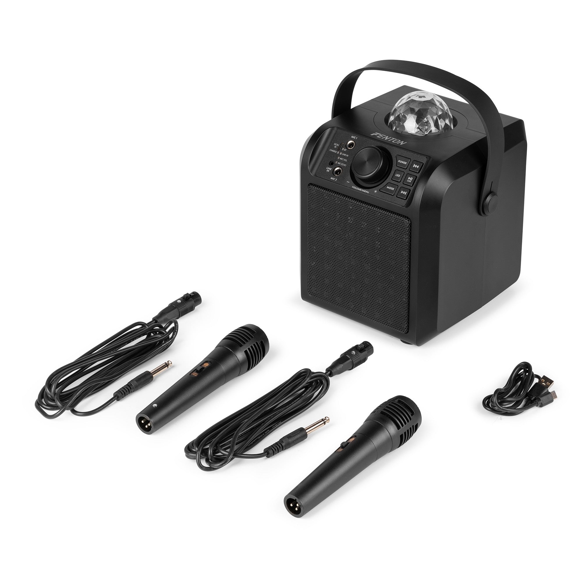 Fenton KAR55B - Altavoz Karaoke con LED Jelly Ball Negro - Tempo Shop