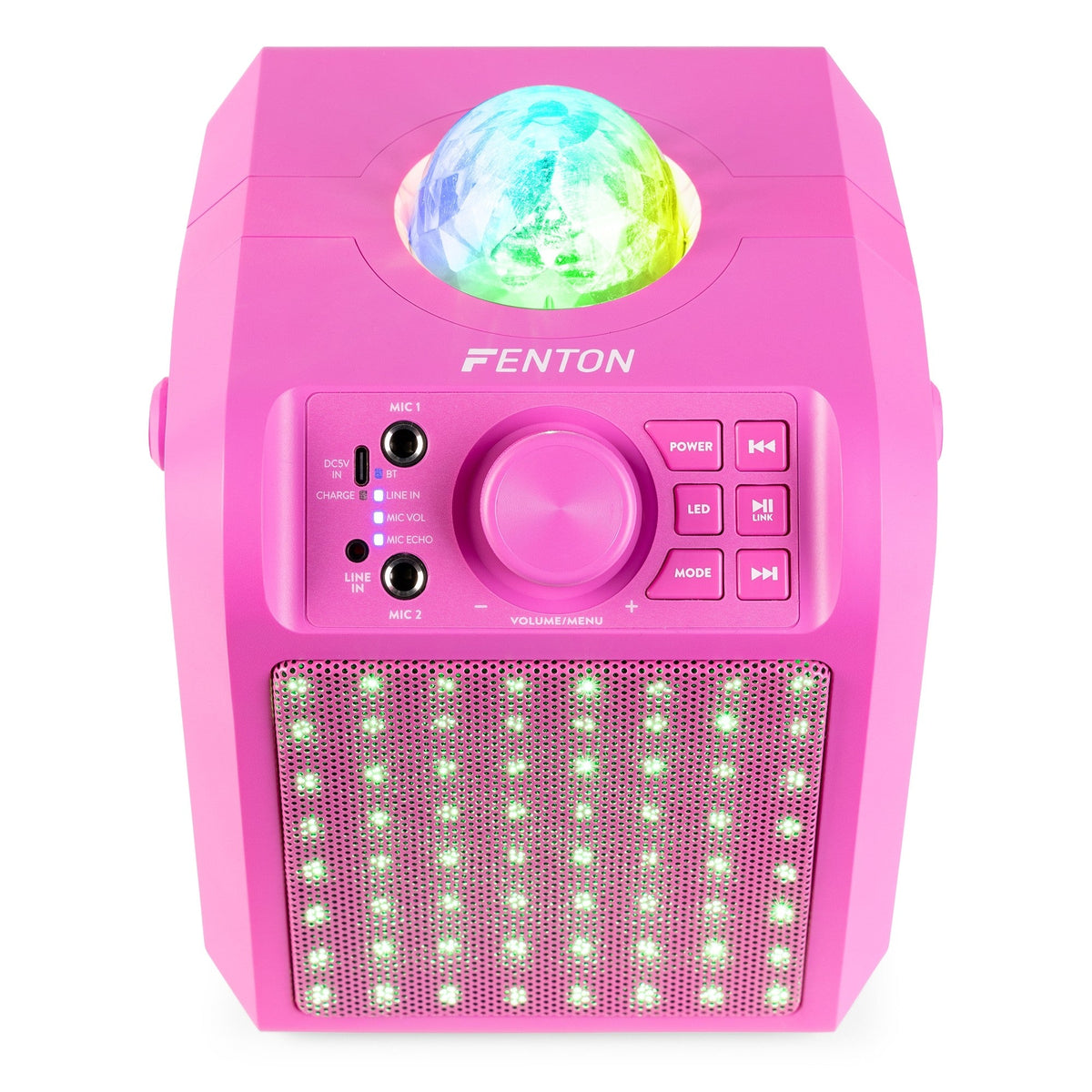 Fenton KAR55P - Altavoz Karaoke con LED Jelly Ball Rosa - Tempo Shop