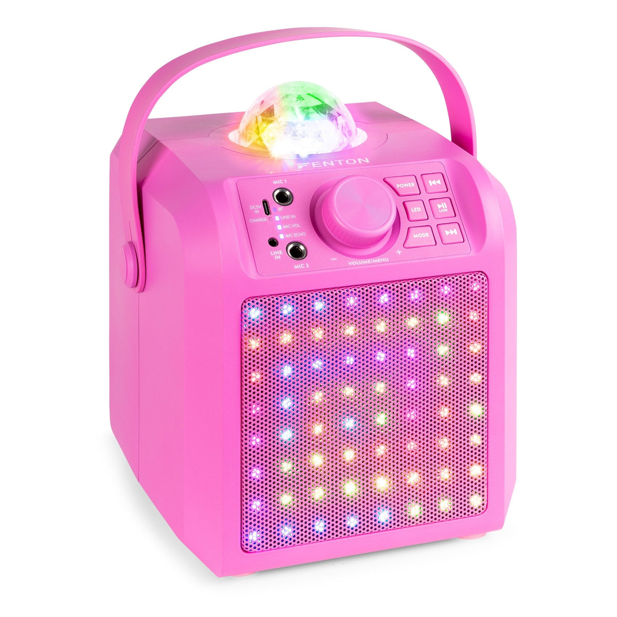 Fenton KAR55P - Altavoz Karaoke con LED Jelly Ball Rosa - Tempo Shop