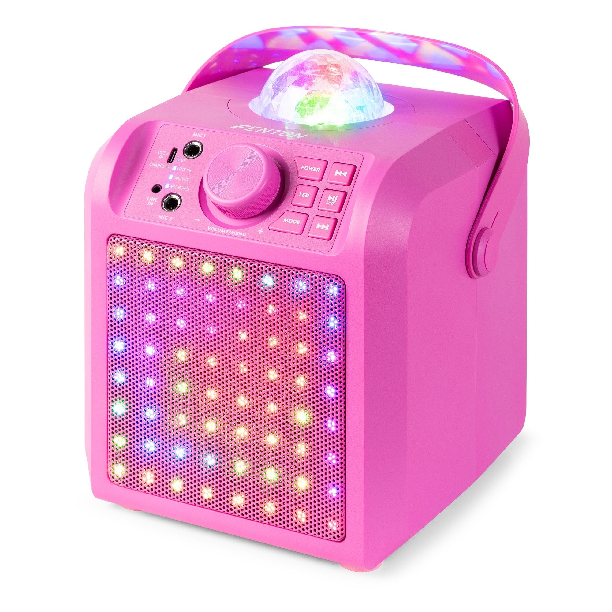 Fenton KAR55P - Altavoz Karaoke con LED Jelly Ball Rosa - Tempo Shop