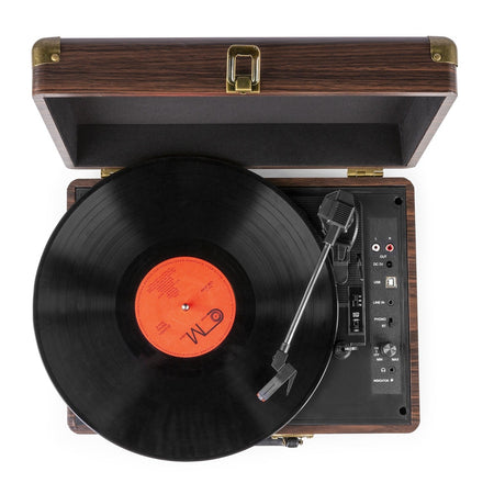 Fenton RP115B - Maleta reproductor giradiscos con BT Dark Wood - Tempo Shop