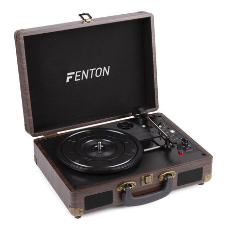 Fenton RP115B - Maleta reproductor giradiscos con BT Dark Wood - Tempo Shop