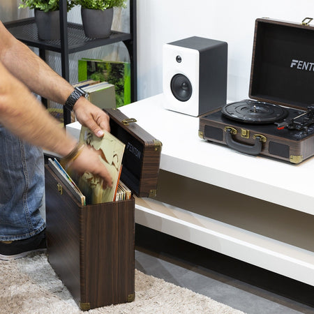 Fenton RP115B - Maleta reproductor giradiscos con BT Dark Wood - Tempo Shop